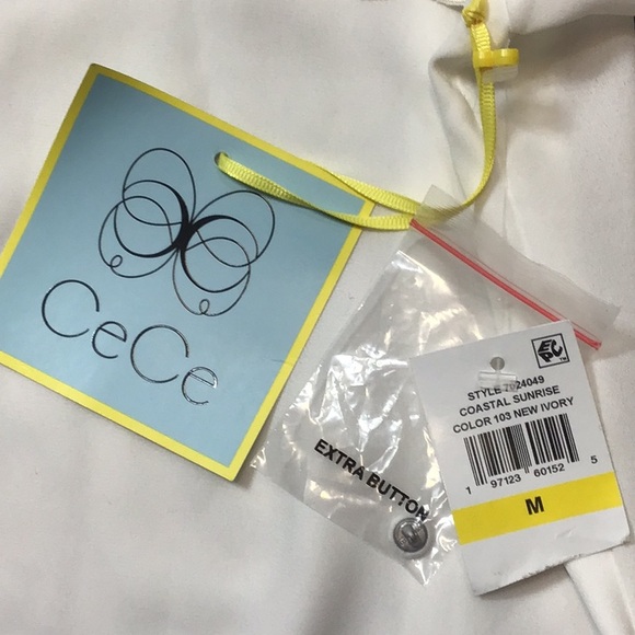 🆕 CeCe Ivory Semi Sheer Crepe Chiffon Front Lined Back Unlined Long Sleeve - Picture 4 of 10